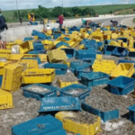 Caminhão carregado com camarão tomba e interdita trecho da BR-101 entre João Pessoa e Natal